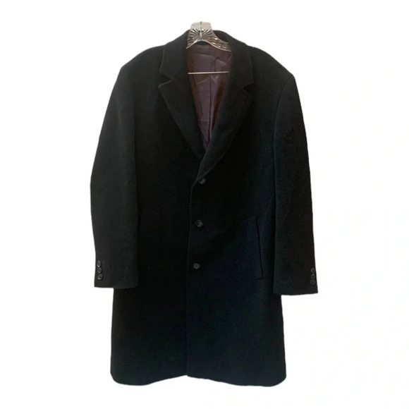 Hugo Boss Morgan Black Virgin Wool Cashmere Dress Coat 2XL - Picture 1 of 12